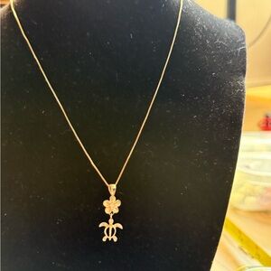Elegant‎ .925 Turtle and Flower Pendant Necklace